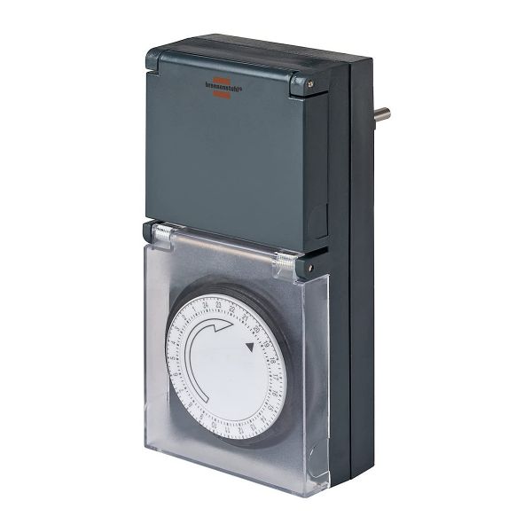 Zeitschaltuhr Brennenstuhl, analog außen + innen, IP44 geschützt, mit Schutzabdeckung