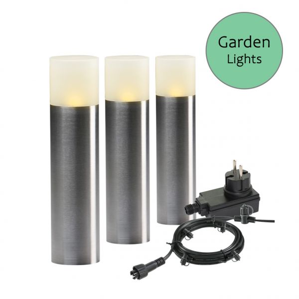 12V Wegeleuchte - Garden Lights - Oak 3er Set, 3W, warmweiß, IP44