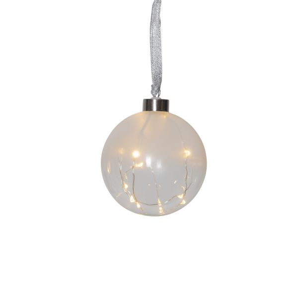 Glow - Glaskugel - 10 cm - Glasfarbe: mattiert - Timer - Batteriebetrieb - Lichtfarbe: Warmweiß
