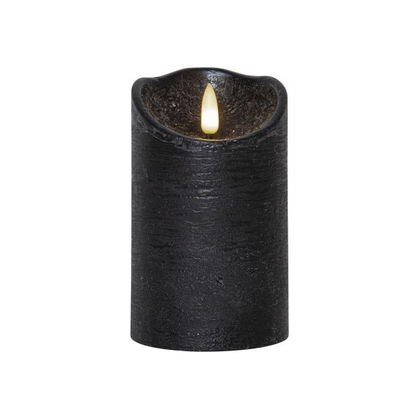 Flamme Rustic - Kerze für innen - Schwarz - Höhe: 12,5 cm - Batteriebetrieb - Timer - flackernd