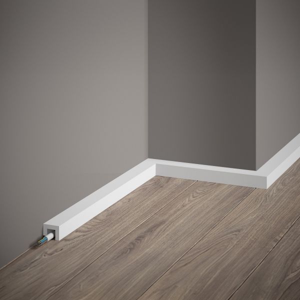 Mardom Decor, LED Stuckleiste, Kabelkanal für Sockel, 2,5 x 1,8 x 200cm