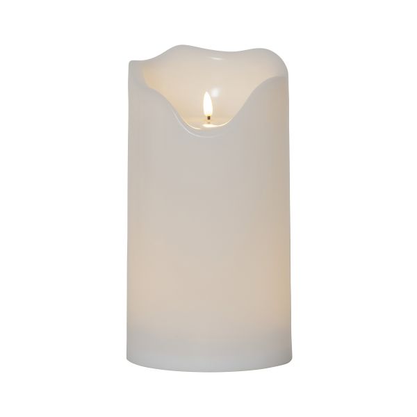 Flamme Grand - Kerze für außen - Weiß - Höhe: 30 cm - Batteriebetrieb - Timer - sanft flackernd