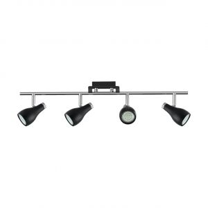 KINGA 4 - Decken Spotleuchte in schwarz/chrom - 4 x max 35W - Lichtfarbe: neutralweiß KINGA 4 - Decken Spotleuchte in schwarz/chrom - 4 x max 35W - Lichtfarbe: neutralweiß