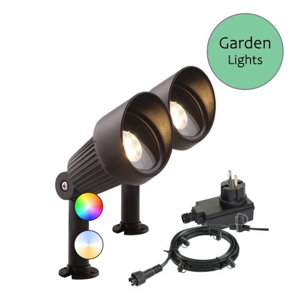 12V SMART Wegeleuchte - Garden Lights - Focus Plus 2er Set,10W, RGB + CCT, IP44, per App steuerbar