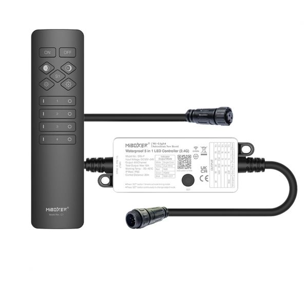 Plug & Play LED Funk Controller Set - 4 Zonen - 1/2 Kanal - CCT - Fernbedienung (2,4 GHz) - IP66