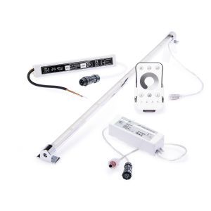wasserfestes 24V LED Leisten Set mit Steuerung und Netzteil, 50cm Länge, Lichtfarbe warmweiß, IP65 wasserfestes 24V LED Leisten Set mit Steuerung und Netzteil, 50cm Länge, Lichtfarbe warmweiß, IP65