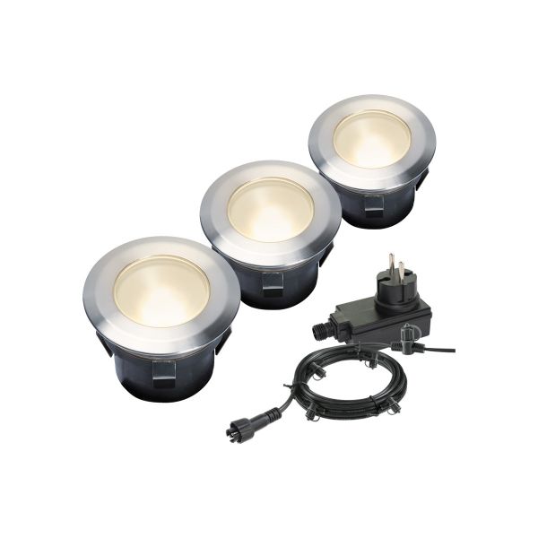 Garden Lights, 12V Einbaustrahler - Larch 3er Set, 3W, warmweiß, IP67