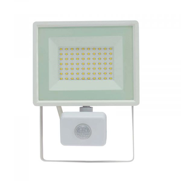 230V LED Strahler mit Bewegungsmelder - Warmweiß - 50W - IP44, weiß