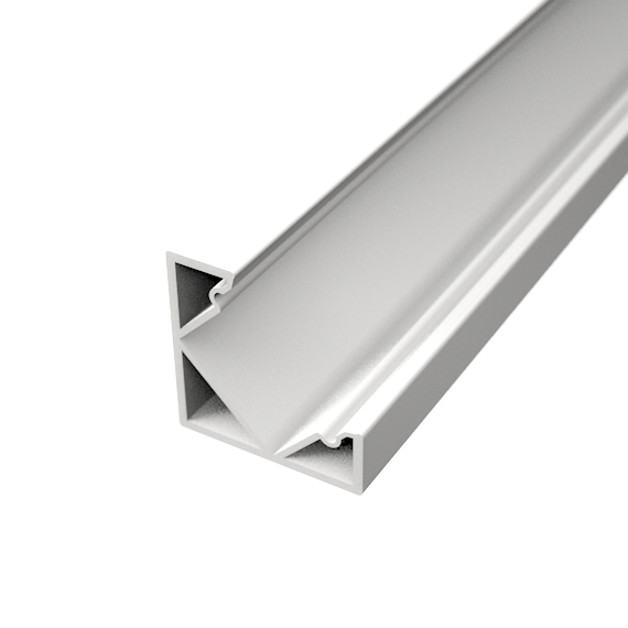 weißes Aluminium LED Eck Profil, 90°, 1,85 x 1,85cm