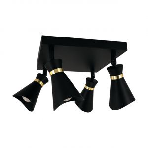 LORETA SPT 4 - Decken Spotleuchte in schwarz/gold - Lichtfarbe: individuell wählbar LORETA SPT 4 - Decken Spotleuchte in schwarz/gold - Lichtfarbe: individuell wählbar