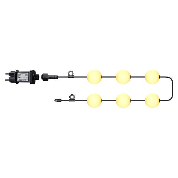 12V LED - Lichterkette für Innen- und Außenbereich mit 6 warmweißen Lichtkugeln in 5,5m Länge