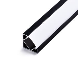 schwarzes Aluminium LED Eck Profil in Wunschlänge, 90°, 1,85 x 1,85cm schwarzes Aluminium LED Eck Profil in Wunschlänge, 90°, 1,85 x 1,85cm