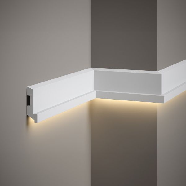 Mardom Decor, LED Stuckleiste, hohe eckige Wandleiste, 2,7 x 8 x 200cm