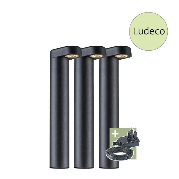 12V Wegeleuchte - Ludeco - Oskar 3er Set, 4,5W, warmweiß, IP44