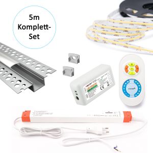 5m Aluminium Unterputz Profil mit 24V COB LED Streifen, Drywall Slim 5m Aluminium Unterputz Profil mit 24V COB LED Streifen, Drywall Slim