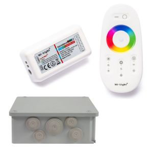 Funk LED Controller – 4 Kanal – RGBW – mit Touch-Fernbedienung inkl. wasserfestem Installationskaste Funk LED Controller – 4 Kanal – RGBW – mit Touch-Fernbedienung inkl. wasserfestem Installationskaste