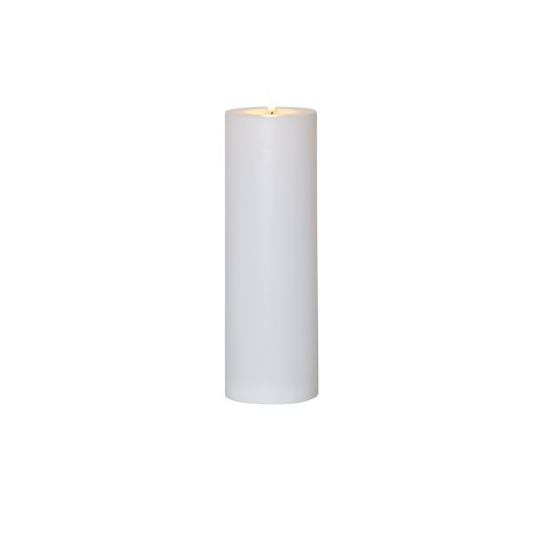 Flamme Rak - Kerze für außen - Weiß - Höhe: 32,5 cm - Batteriebetrieb - Timer - sanft flackernd