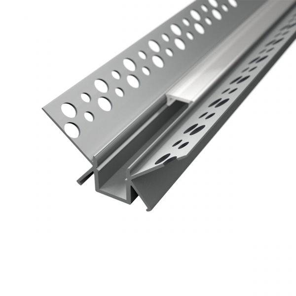 Aluminium LED Unterputz Profil, Trockenbau, Innenecke, diffuse Abdeckung, 4,6 x 2,4cm