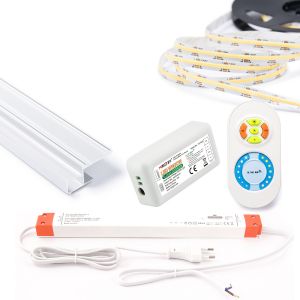 5m Komplett-Set Aluminium Trockenbau Abschluss Profil mit 24V COB LED Streifen, Drywall End 5m Komplett-Set Aluminium Trockenbau Abschluss Profil mit 24V COB LED Streifen, Drywall End