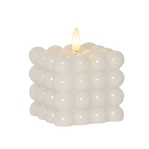 Flamme Dot - Kerze für innen - Weiß - Höhe: 9,5 cm - Batteriebetrieb - Timer - flackernd