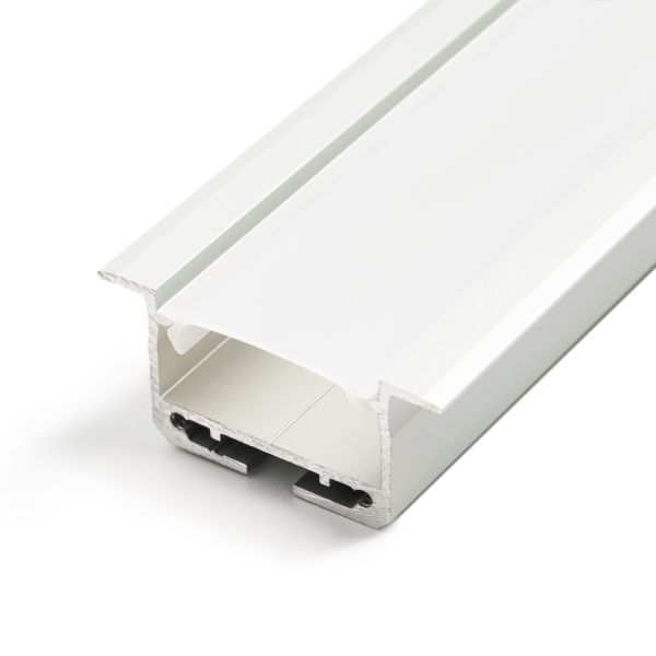 Aluminium LED Einbau Profil, ideal, bis zu 3m Länge, diffuse Abdeckung, 3,84 x 1,81cm