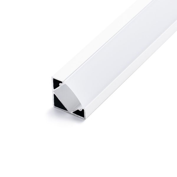 weißes Aluminium LED Eck Profil in Wunschlänge, 90°, 1,85 x 1,85cm