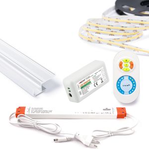3m Komplett-Set Aluminium Trockenbau Abschluss Profil mit 24V COB LED Streifen, Drywall End 3m Komplett-Set Aluminium Trockenbau Abschluss Profil mit 24V COB LED Streifen, Drywall End
