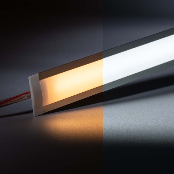24V Aluminium Einbau LED Leiste schmal - COB - RGB + Warmweiß + Weiß - diffuse Abdeckung