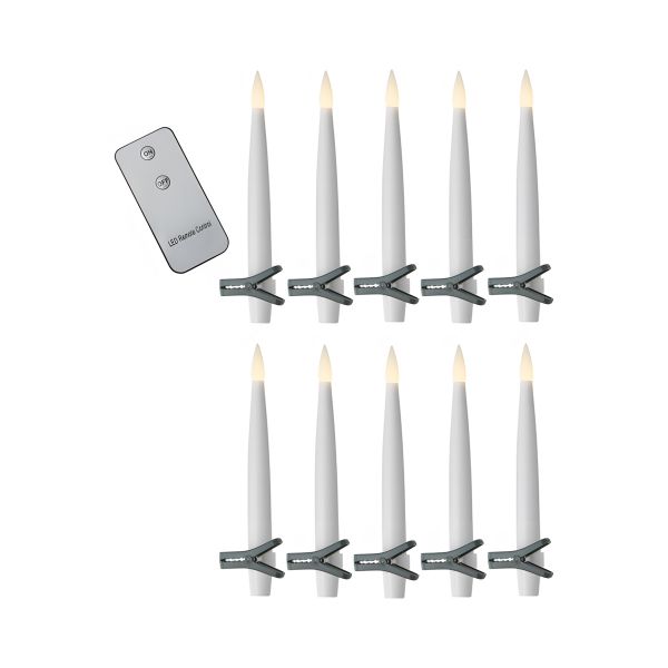 Star Trading, 10 schlanke kabellose LED-Baumkerzen, inkl. Fernbedienung, Lichtfarbe warmweiß, Innenb