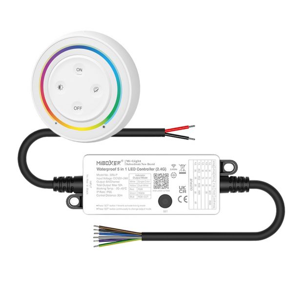 LED Funk Controller Set - 1 Zone - 5 Kanal - RGB+CCT - Fernbedienung (2,4 GHz) - IP66 wasserfest