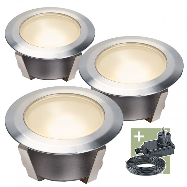 Ludeco, 12V Einbaustrahler - Olan 40 3er Set, 2,25W, warmweiß, IP44