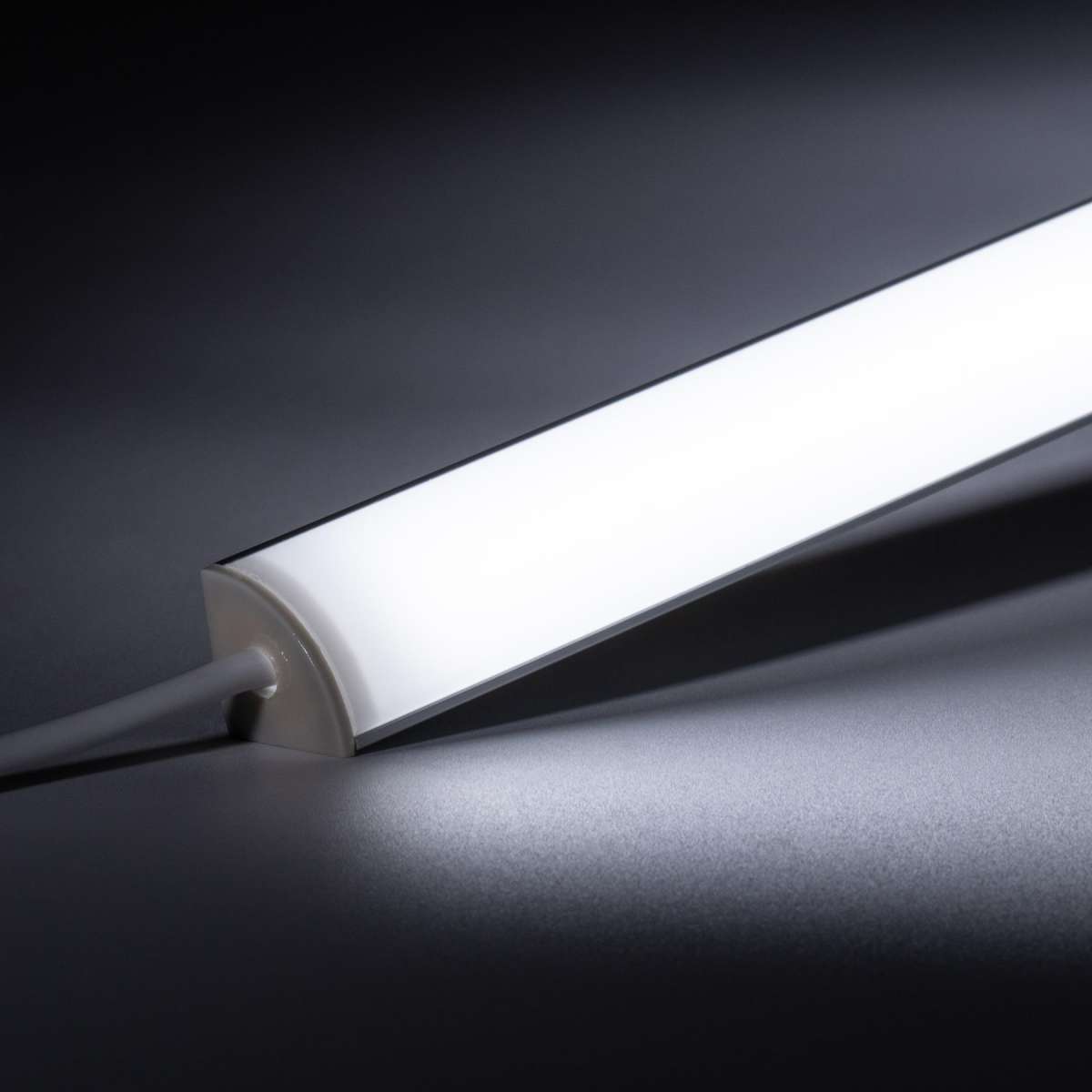 24V wasserfeste Aluminium LED Eck Leiste rund – weiß – diffus