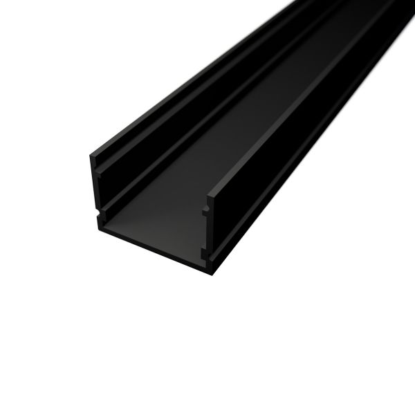 schwarzes Aluminium LED Aufputz Profil, Classic Maxi, 3,0 x 2,0