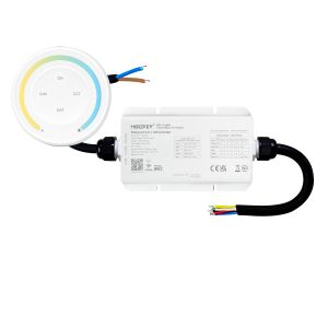 LED Funk Controller Set - 1 Zone - 1 bis 2 Kanal - CCT - Fernbedienung (2,4 GHz) - IP67 wasserfest LED Funk Controller Set - 1 Zone - 1 bis 2 Kanal - CCT - Fernbedienung (2,4 GHz) - IP67 wasserfest