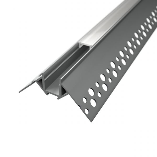 Aluminium LED Unterputz Profil, Trockenbau Außenecke, diffuse Abdeckung, 5,0 x 2,2cm