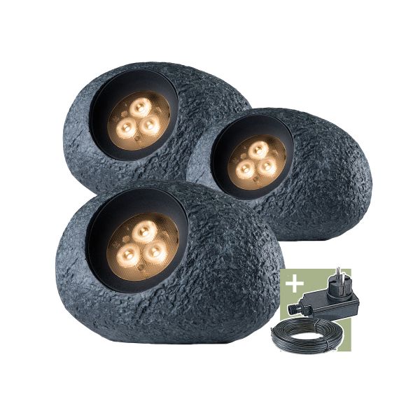 Ludeco, 12V Wegeleuchte - Ingor 3er Set, 4,5W, warmweiß, IP44