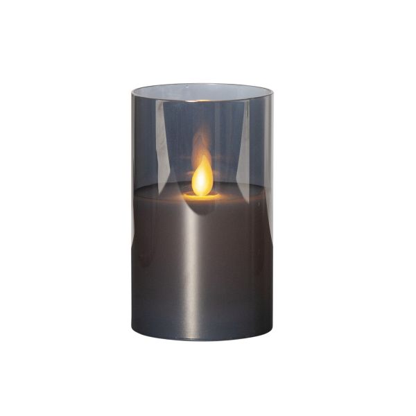 Twinkle - Kerze für innen - Rauchglas - Höhe: 12,5 cm - Batteriebetrieb - Timer - sanft flackernd