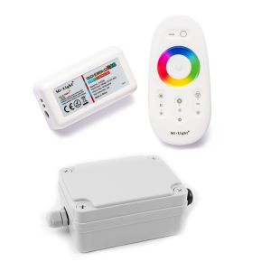 Funk LED Controller – 3 Kanal – RGB – mit Touch-Fernbedienung inkl. wasserfestem Installationskasten Funk LED Controller – 3 Kanal – RGB – mit Touch-Fernbedienung inkl. wasserfestem Installationskasten