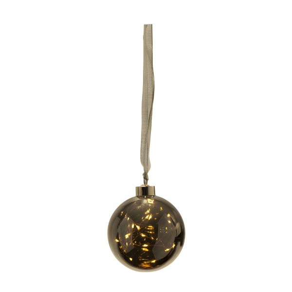 Star Trading, Rauchfarbene Glaskugel, Lichterkette innen mit 15 LEDs, Ø 10cm, Innenbereich, IP20