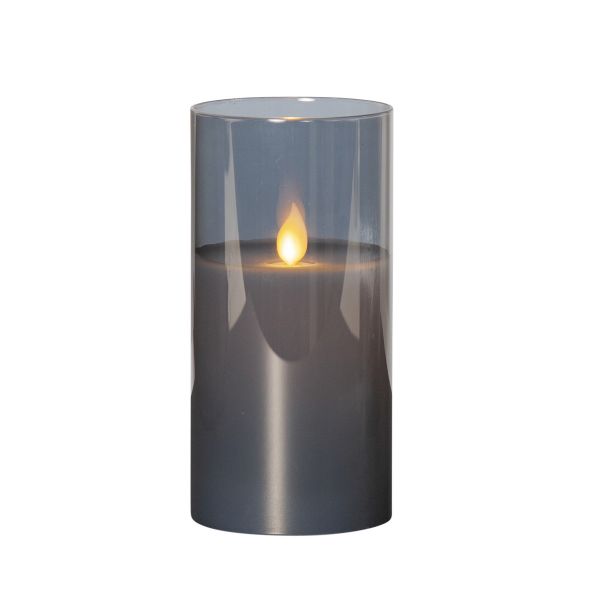 Twinkle - Kerze für innen - Rauchglas - Höhe: 15 cm - Batteriebetrieb - Timer - sanft flackernd