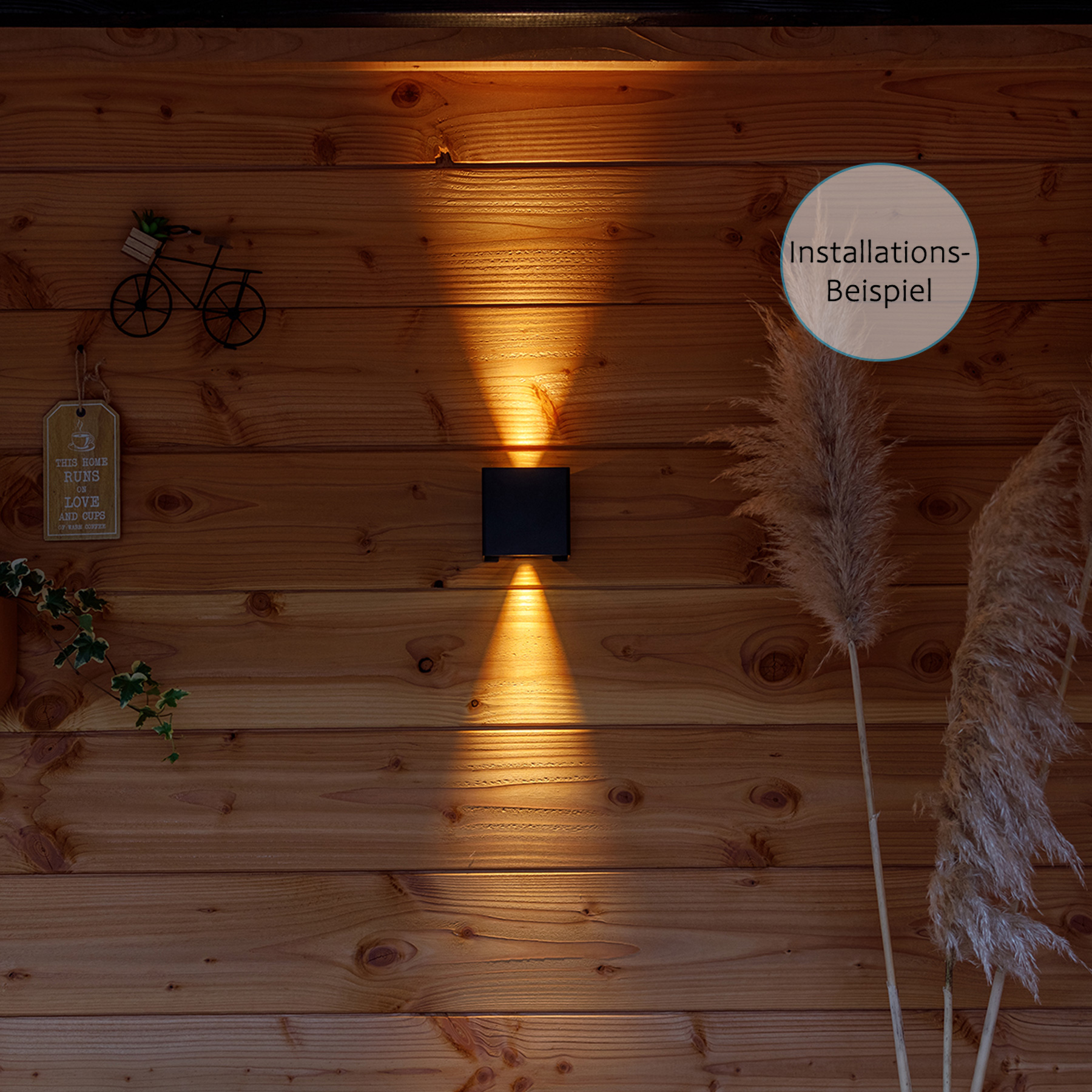 12V Wandleuchte Garden Lights Mauri schwarz, 6W, warmweiß,