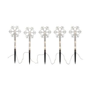 Wandy - Weihnachtsdeko für außen - 5er Set Flocke mit Erdspieß - Timer - Batteriebetrieb - Warmweiß Wandy - Weihnachtsdeko für außen - 5er Set Flocke mit Erdspieß - Timer - Batteriebetrieb - Warmweiß