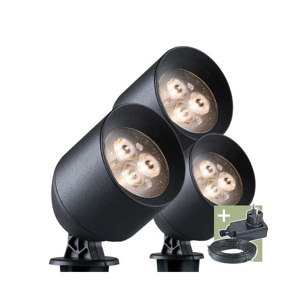 Ludeco, 12V Wegeleuchte - Laros 3er Set, 3W, warmweiß, IP44