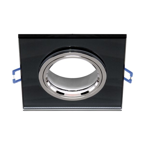 Ideus, LED-Einbauleuchte - schwarz/ chrom - 9x9cm - eckig