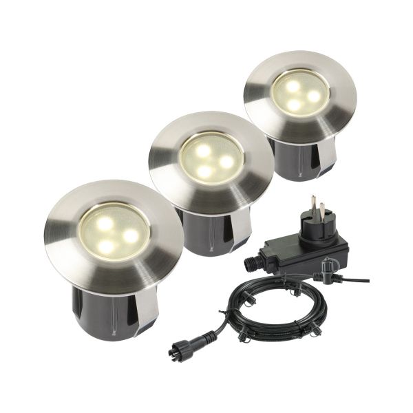 Garden Lights, 12V Einbaustrahler - Birch 3er Set, 1,5W, warmweiß, IP67