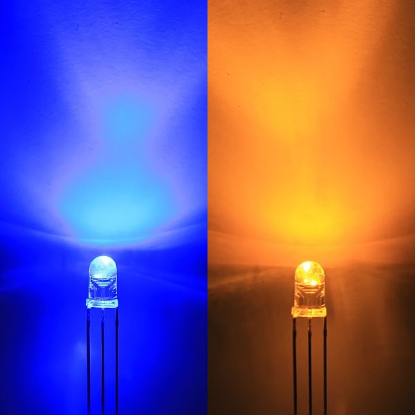 25er Pack superbright 5mm DUO-LEDs - BI-Color-LED blau & gelb