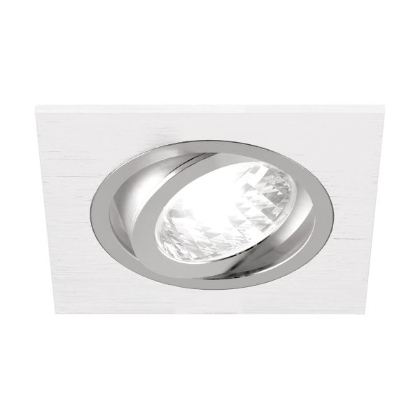 Ideus, LED-Einbauleuchte - weiß/ chrom - 9,3x9,3cm - eckig