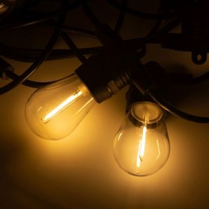 LED Lichterkette - 1 Watt - Filament Glühlampe - warmweiß, 10m, IP44 LED Lichterkette - 1 Watt - Filament Glühlampe - warmweiß, 10m, IP44