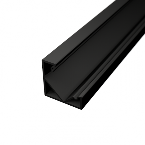 schwarzes Aluminium LED Eck Profil, 90°, 1,85 x 1,85cm