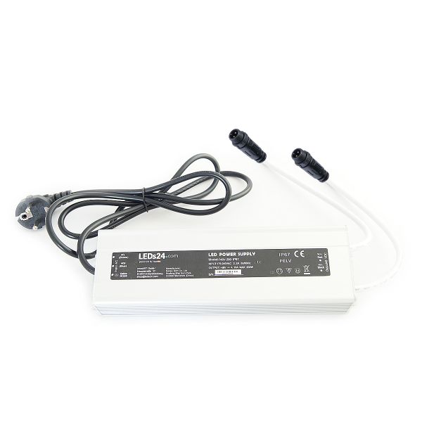 Plug & Play 48V DC - wasserfestes Netzteil stabilisiert - 4,16A - 200Watt - IP67